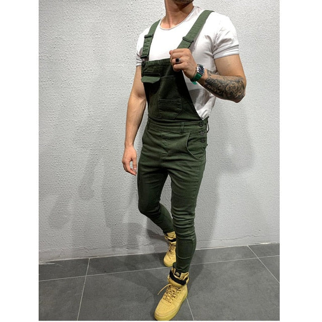 2019 Fashion Men's Ripped Jeans Jumpsuits Hi Street Distressed Denim Bib Overalls For Man Suspender Pants Size S-XXXL