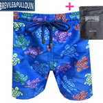 Promotion Beach Mens Board Shorts 2020 Brand Brevile pullquin Boardshorts Man Swimwear Turtles Swimtrunks Quick Dry + Gifts Bag