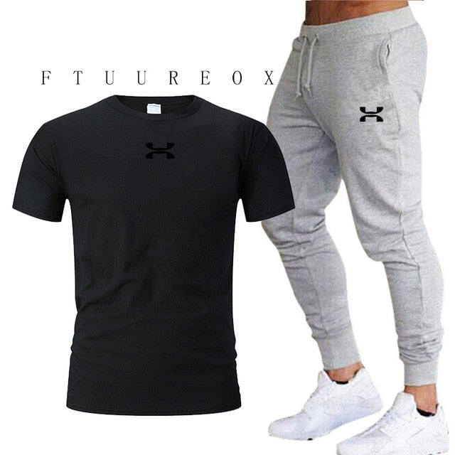 2020 new men's sports pants + T-shirt men's running clothes running sportswear gym fitness sportswear tracksuit training pants