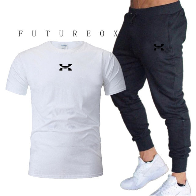 2020 new men's sports pants + T-shirt men's running clothes running sportswear gym fitness sportswear tracksuit training pants