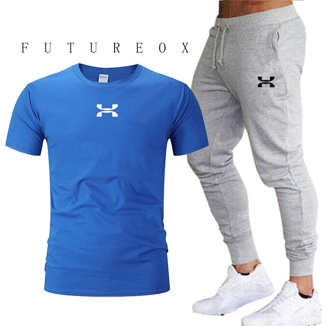 2020 new men's sports pants + T-shirt men's running clothes running sportswear gym fitness sportswear tracksuit training pants