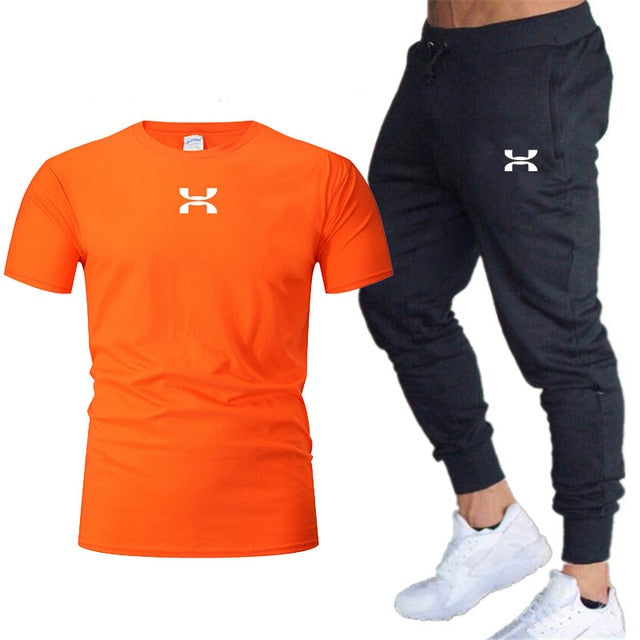 2020 new men's sports pants + T-shirt men's running clothes running sportswear gym fitness sportswear tracksuit training pants