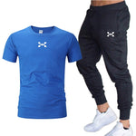2020 new men's sports pants + T-shirt men's running clothes running sportswear gym fitness sportswear tracksuit training pants