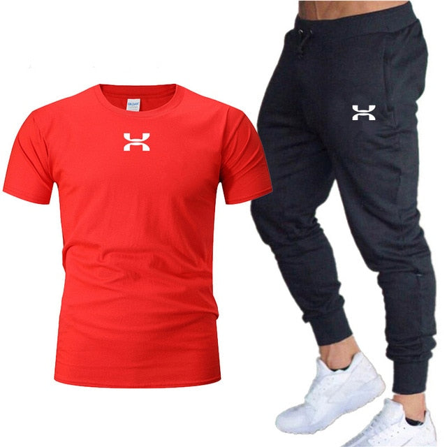 2020 new men's sports pants + T-shirt men's running clothes running sportswear gym fitness sportswear tracksuit training pants