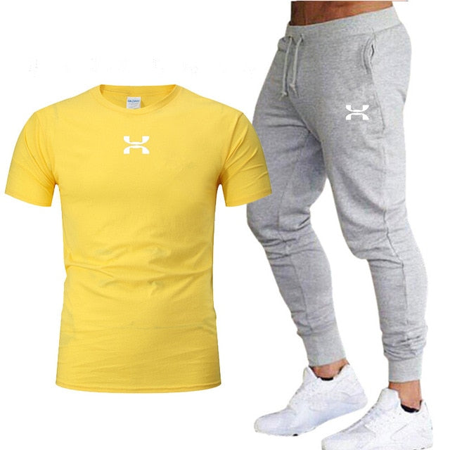 2020 new men's sports pants + T-shirt men's running clothes running sportswear gym fitness sportswear tracksuit training pants