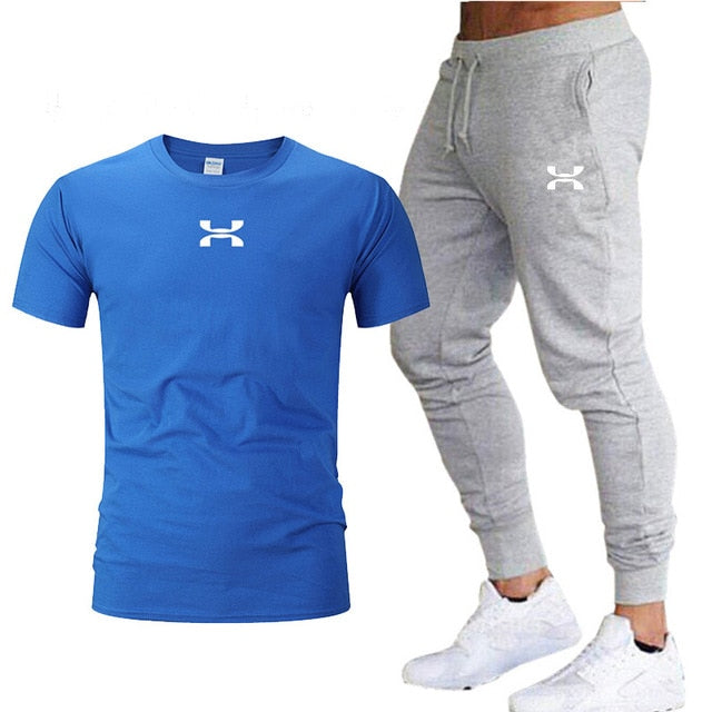2020 new men's sports pants + T-shirt men's running clothes running sportswear gym fitness sportswear tracksuit training pants