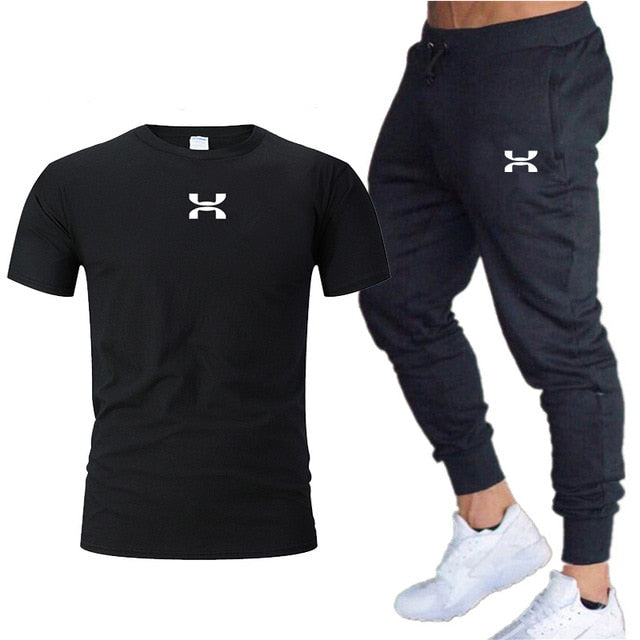 2020 new men's sports pants + T-shirt men's running clothes running sportswear gym fitness sportswear tracksuit training pants