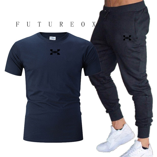 2020 new men's sports pants + T-shirt men's running clothes running sportswear gym fitness sportswear tracksuit training pants