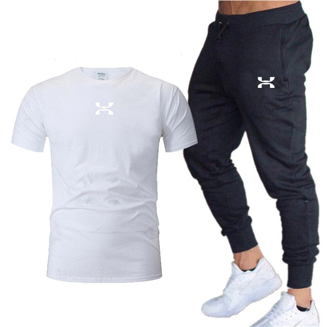 2020 new men's sports pants + T-shirt men's running clothes running sportswear gym fitness sportswear tracksuit training pants