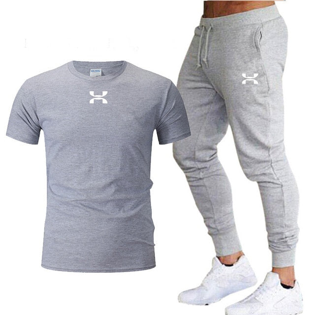 2020 new men's sports pants + T-shirt men's running clothes running sportswear gym fitness sportswear tracksuit training pants