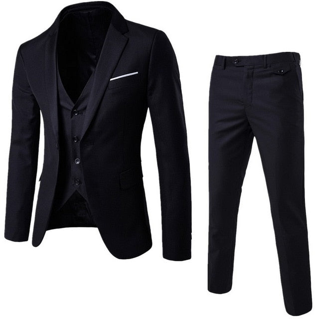 Wonderful Groom Male Wedding Prom Suit Green Slim Fit Tuxedo Men Formal Business Work Wear Suits 3Pcs Set (Jacket+Pants+Vest)