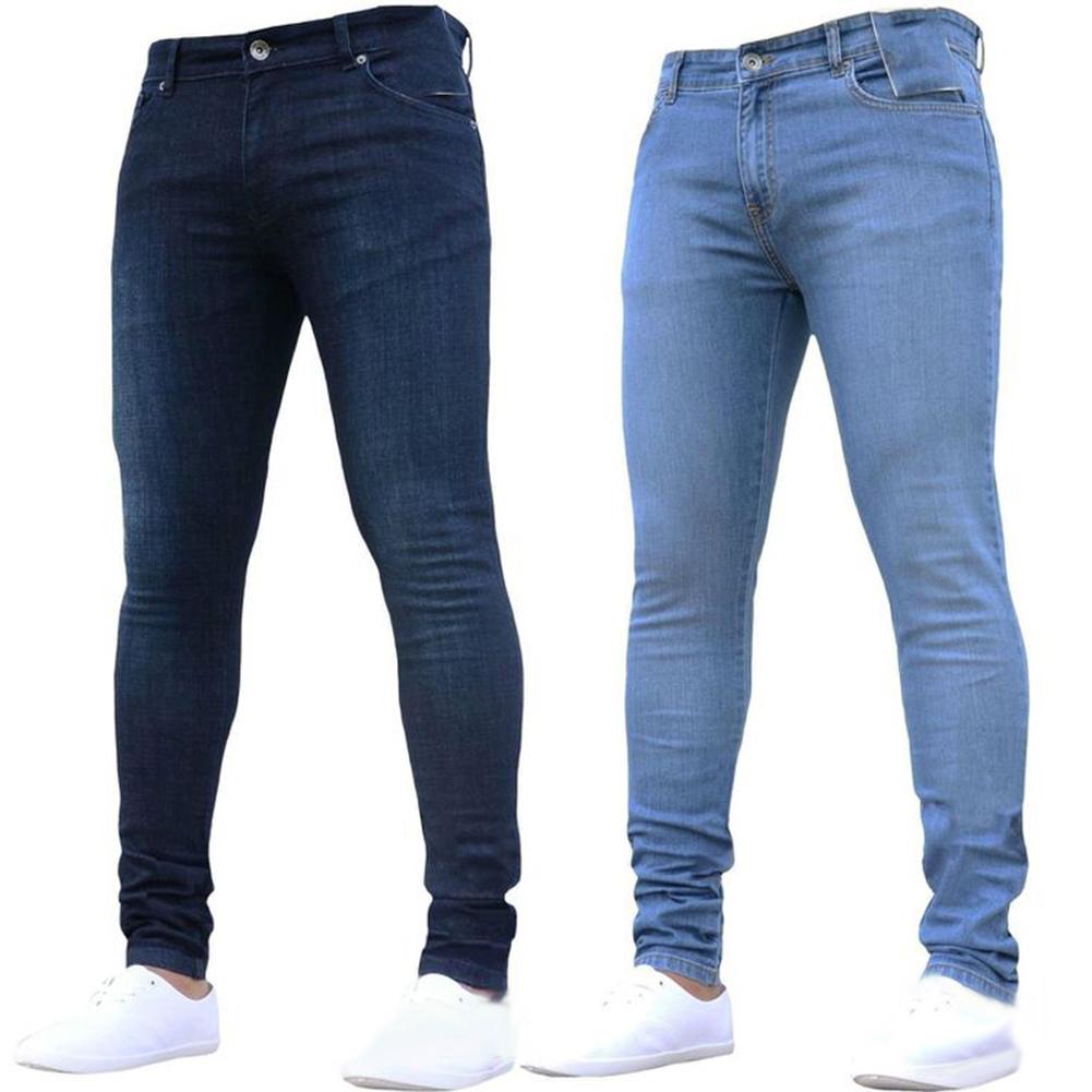 2019  Hot Mens Skinny Jeans Super Skinny Jeans Men Non Ripped Stretch Denim Pants Elastic Waist Big Size European Long Trousers