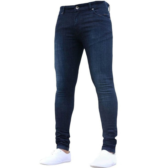 2019  Hot Mens Skinny Jeans Super Skinny Jeans Men Non Ripped Stretch Denim Pants Elastic Waist Big Size European Long Trousers