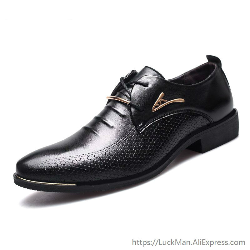 [Luxury Brand PU Leather Fashion Men Business Dress Loafers Pointy Black Shoes Oxford Breathable Formal Wedding Shoes From $25.64 VIEW] - [happygostore