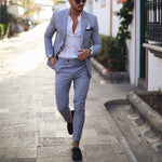 Light Blue Tuxedo Men Suits for Wedding 2Pieces Business Suit Blazer Peaked Lapel Costume Homme Terno Party Suits(jacket+pant)
