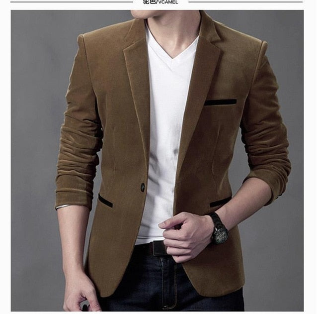 Brand Clothing Men Blazer Fashion Cotton Suit Blazer Slim Fit Masculine Blazer Casual Solid Colr Male Suits Jacket