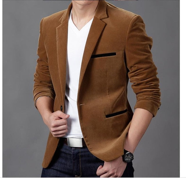 Brand Clothing Men Blazer Fashion Cotton Suit Blazer Slim Fit Masculine Blazer Casual Solid Colr Male Suits Jacket