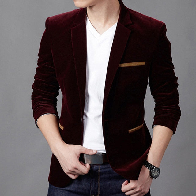 Brand Clothing Men Blazer Fashion Cotton Suit Blazer Slim Fit Masculine Blazer Casual Solid Colr Male Suits Jacket