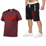 2020 men's summer sports suit short sleeve T-shirt + shorts new fashion men's casual suit shorts + T-shirt 2 pieces