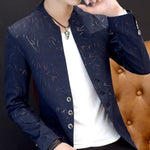 HO 2020 Men 's casual collar collar blazers youth handsome trend Slim print blazers   5XL   6XL