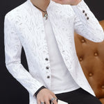 HO 2020 Men 's casual collar collar blazers youth handsome trend Slim print blazers   5XL   6XL