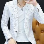 HO 2020 Men 's casual collar collar blazers youth handsome trend Slim print blazers   5XL   6XL
