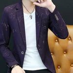 HO 2020 Men 's casual collar collar blazers youth handsome trend Slim print blazers   5XL   6XL