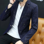 HO 2020 Men 's casual collar collar blazers youth handsome trend Slim print blazers   5XL   6XL