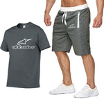 Fashion Alpinestars t-shirt Shorts Set Men Summer 2pc Tracksuit+Shorts Sets Beach Mens Casual Tee Shirts Set Sportswears S-XXL