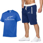 Fashion Alpinestars t-shirt Shorts Set Men Summer 2pc Tracksuit+Shorts Sets Beach Mens Casual Tee Shirts Set Sportswears S-XXL