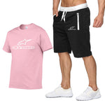 Fashion Alpinestars t-shirt Shorts Set Men Summer 2pc Tracksuit+Shorts Sets Beach Mens Casual Tee Shirts Set Sportswears S-XXL