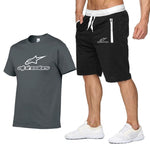 Fashion Alpinestars t-shirt Shorts Set Men Summer 2pc Tracksuit+Shorts Sets Beach Mens Casual Tee Shirts Set Sportswears S-XXL