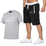 Fashion Alpinestars t-shirt Shorts Set Men Summer 2pc Tracksuit+Shorts Sets Beach Mens Casual Tee Shirts Set Sportswears S-XXL