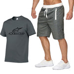 Fashion Alpinestars t-shirt Shorts Set Men Summer 2pc Tracksuit+Shorts Sets Beach Mens Casual Tee Shirts Set Sportswears S-XXL