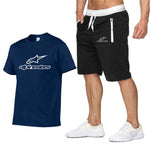 Fashion Alpinestars t-shirt Shorts Set Men Summer 2pc Tracksuit+Shorts Sets Beach Mens Casual Tee Shirts Set Sportswears S-XXL