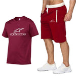 Fashion Alpinestars t-shirt Shorts Set Men Summer 2pc Tracksuit+Shorts Sets Beach Mens Casual Tee Shirts Set Sportswears S-XXL