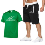 Fashion Alpinestars t-shirt Shorts Set Men Summer 2pc Tracksuit+Shorts Sets Beach Mens Casual Tee Shirts Set Sportswears S-XXL