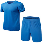GRRCEECmen's sports coat set sport shirt men running shorts 2pcs gym suit for soccer fitness men sportswear t-shirts sets