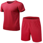 GRRCEECmen's sports coat set sport shirt men running shorts 2pcs gym suit for soccer fitness men sportswear t-shirts sets
