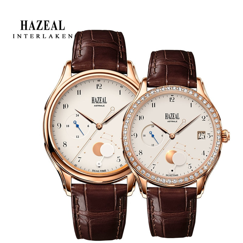 HAZEAL Couple Watch For Lover Original Design женские часы Men Quartz Watch Switzerland Luxury Womens Wristwatch Sapphire