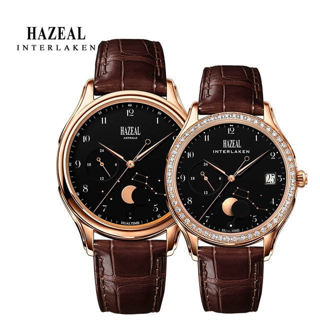 HAZEAL Couple Watch For Lover Original Design женские часы Men Quartz Watch Switzerland Luxury Womens Wristwatch Sapphire