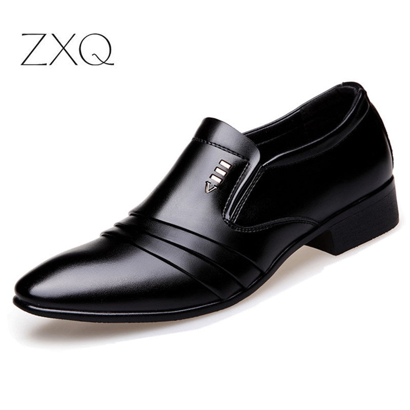 [Luxury Brand PU Leather Fashion Men Business Dress Loafers Pointy Black Shoes Oxford Breathable Formal Wedding Shoes From $25.64 VIEW] - [happygostore