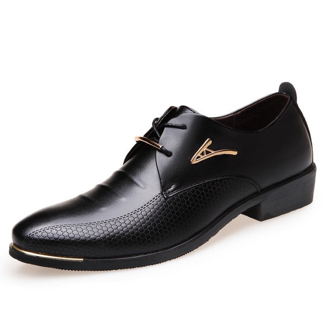 [Luxury Brand PU Leather Fashion Men Business Dress Loafers Pointy Black Shoes Oxford Breathable Formal Wedding Shoes From $25.64 VIEW] - [happygostore
