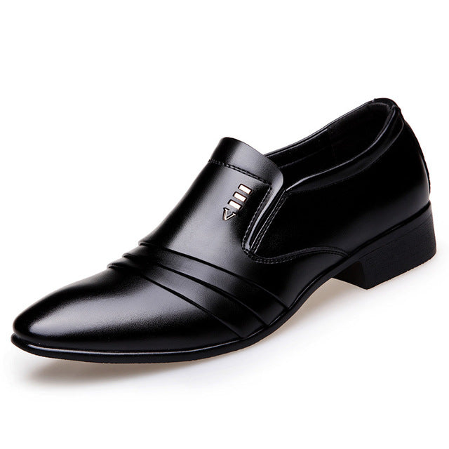 [Luxury Brand PU Leather Fashion Men Business Dress Loafers Pointy Black Shoes Oxford Breathable Formal Wedding Shoes From $25.64 VIEW] - [happygostore