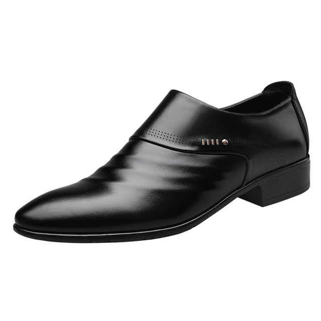 [Luxury Brand PU Leather Fashion Men Business Dress Loafers Pointy Black Shoes Oxford Breathable Formal Wedding Shoes From $25.64 VIEW] - [happygostore