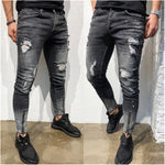 Men's  Skinny Stretch Denim Pants Distressed Ripped Freyed Slim Fit Fashion The locomotive Jeans Trousers MenPencil pants