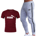 Running set Men's Tracksuit Sports T Shirt+stripe Jogging pants Sport Suit Gym Fitness Clothing Running Exercise workout clothe