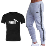 Running set Men's Tracksuit Sports T Shirt+stripe Jogging pants Sport Suit Gym Fitness Clothing Running Exercise workout clothe