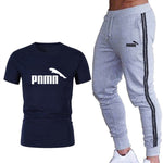 Running set Men's Tracksuit Sports T Shirt+stripe Jogging pants Sport Suit Gym Fitness Clothing Running Exercise workout clothe