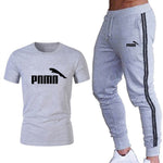 Running set Men's Tracksuit Sports T Shirt+stripe Jogging pants Sport Suit Gym Fitness Clothing Running Exercise workout clothe